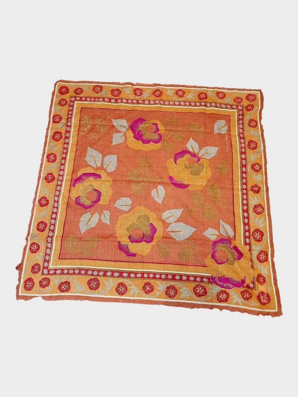 Vintage Oscar De La Renta Square Wool Scarf